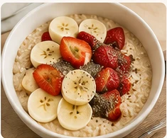 Café da manhã com frutas e aveia